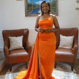 orange gown for wedding events and parties