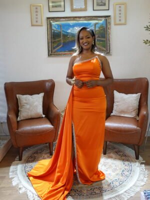 orange gown for wedding events and parties