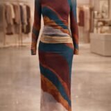 Elegant long sleeve mesh bodycon maxi dress in neutral tones for women in Kenya