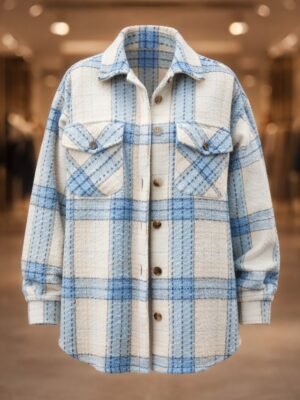 women’s plaid shacket with oversized fit and checkered design for casual wear