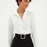White button up blouse women with classic collar