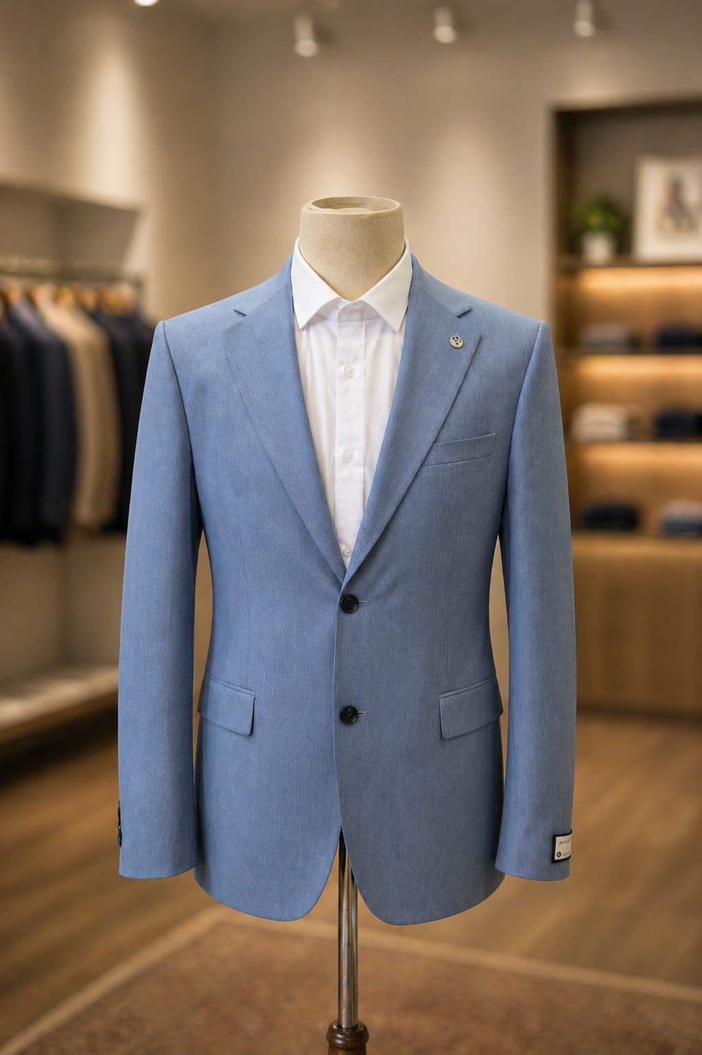 Light Blue Men's Blazer Light blue men's blazer with tailored fit and notch lapels